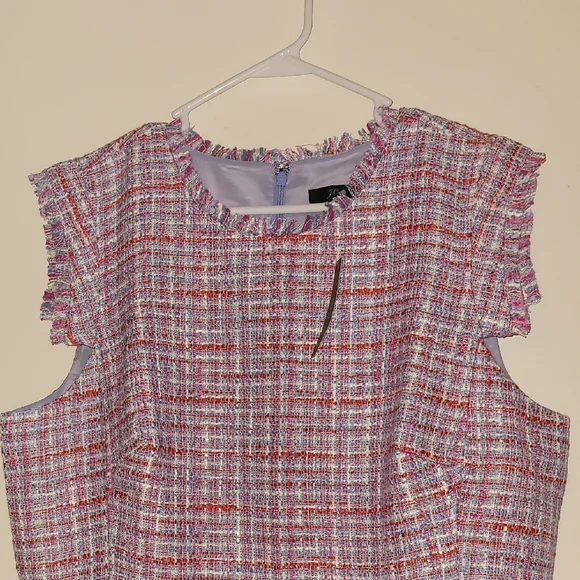 J. Crew Elegant Pink and White Resume Tweed Dress